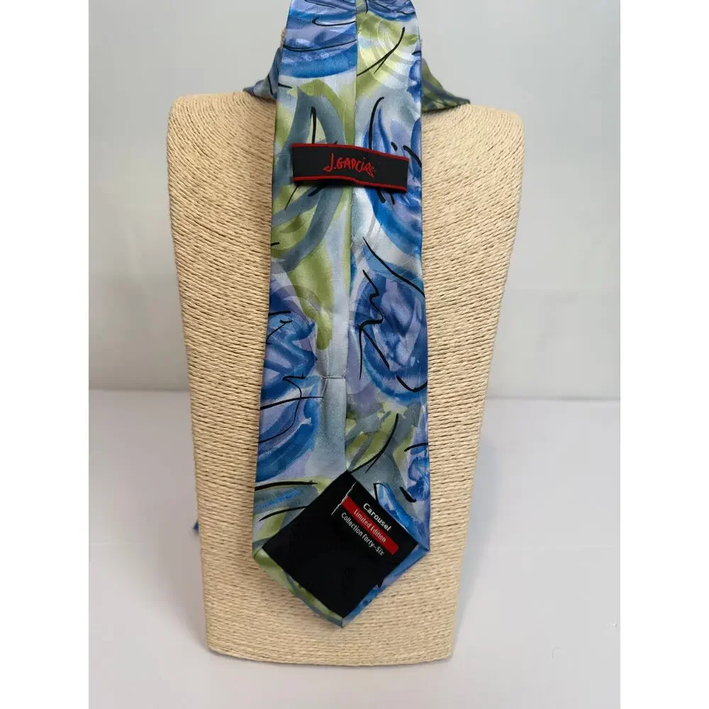 J Garcia Carousel Limited Edition Silk Tie Collection 46 Blue Green Abstract